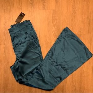 Nasty Gal Emerald Satin Flare Pants